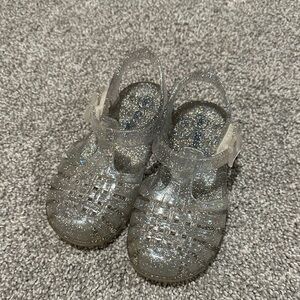 Cat‎ & Jack Target Silver Rainbow Glitter Jelly Velcro Sandals toddler girl 8